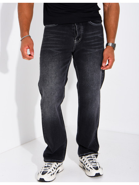Men's faded jeans with contrasting stitching