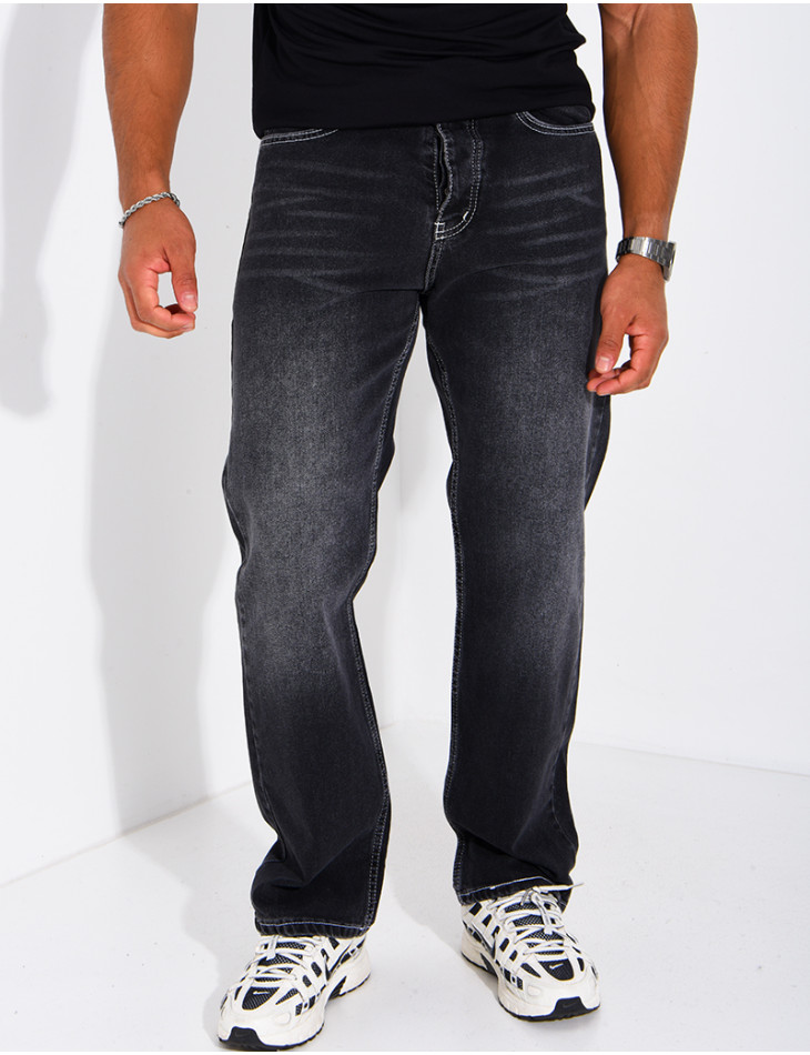 Men's faded jeans with contrasting stitching