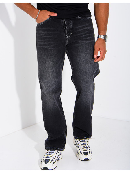 Men's faded jeans with contrasting stitching