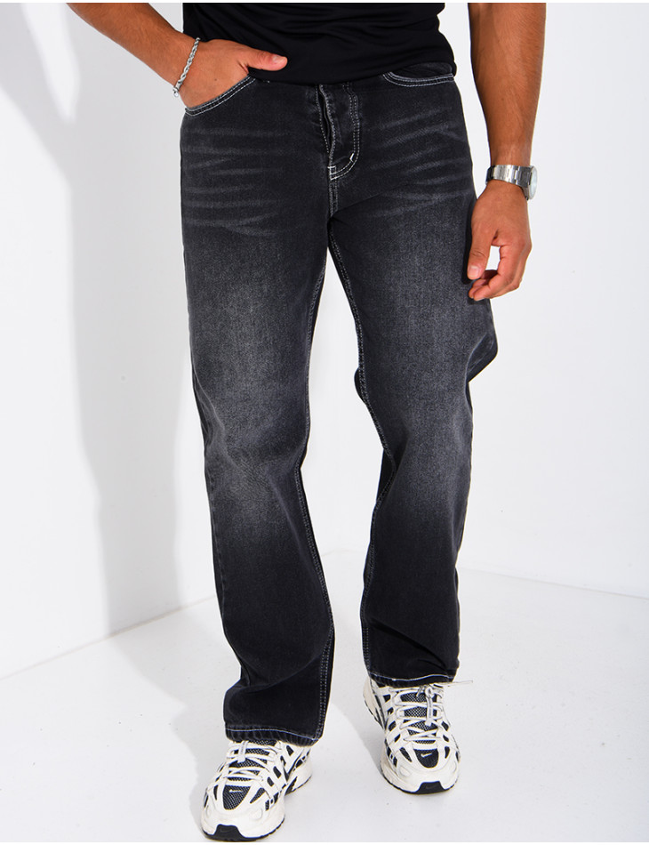 Men's faded jeans with contrasting stitching