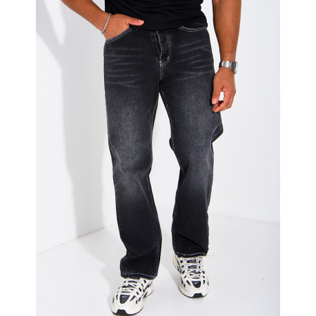 Men's faded jeans with contrasting stitching