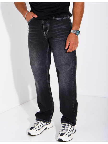Men's faded jeans with contrasting stitching