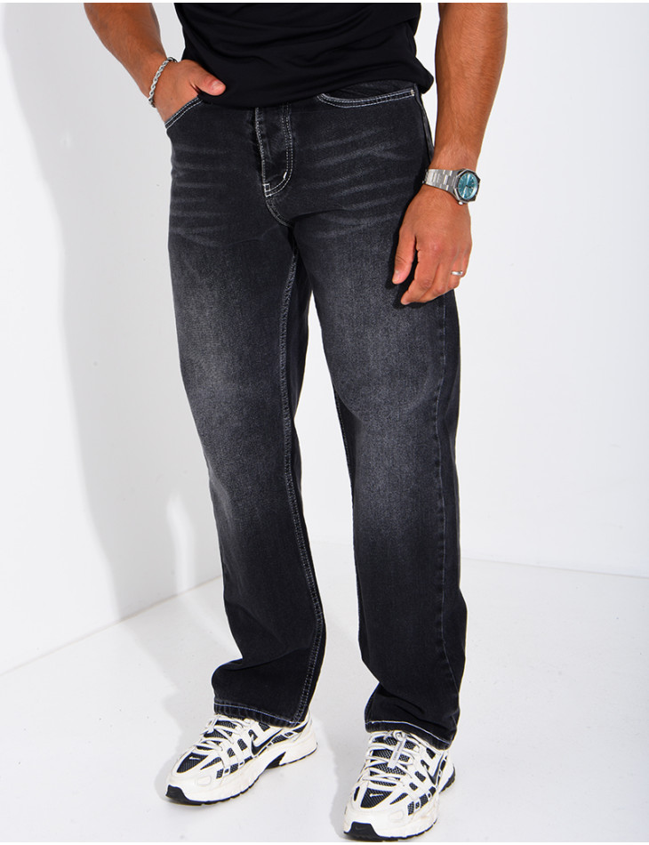 Men's faded jeans with contrasting stitching