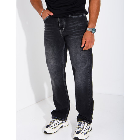 Men's faded jeans with contrasting stitching