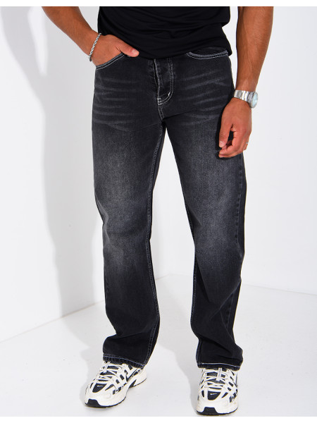 Men's faded jeans with contrasting stitching