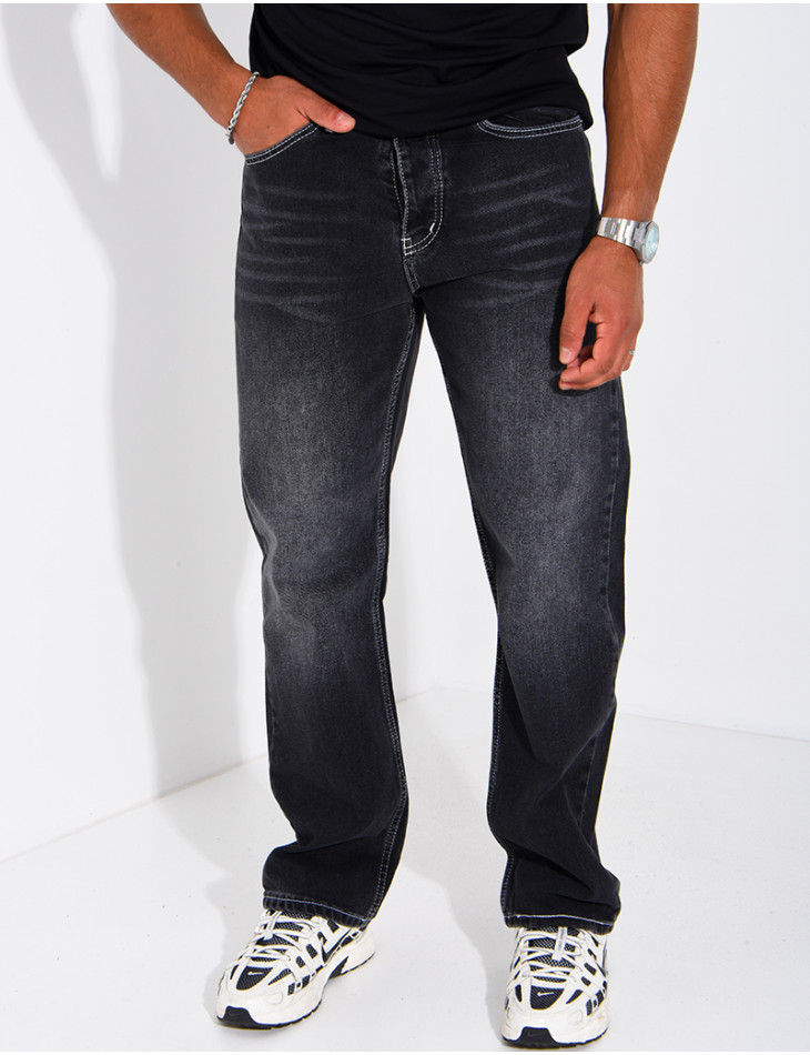 Men's faded jeans with contrasting stitching