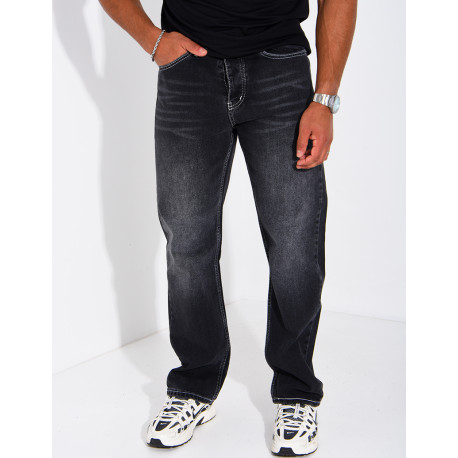 Men's faded jeans with contrasting stitching