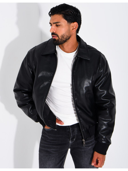 Veste en similicuir texturée