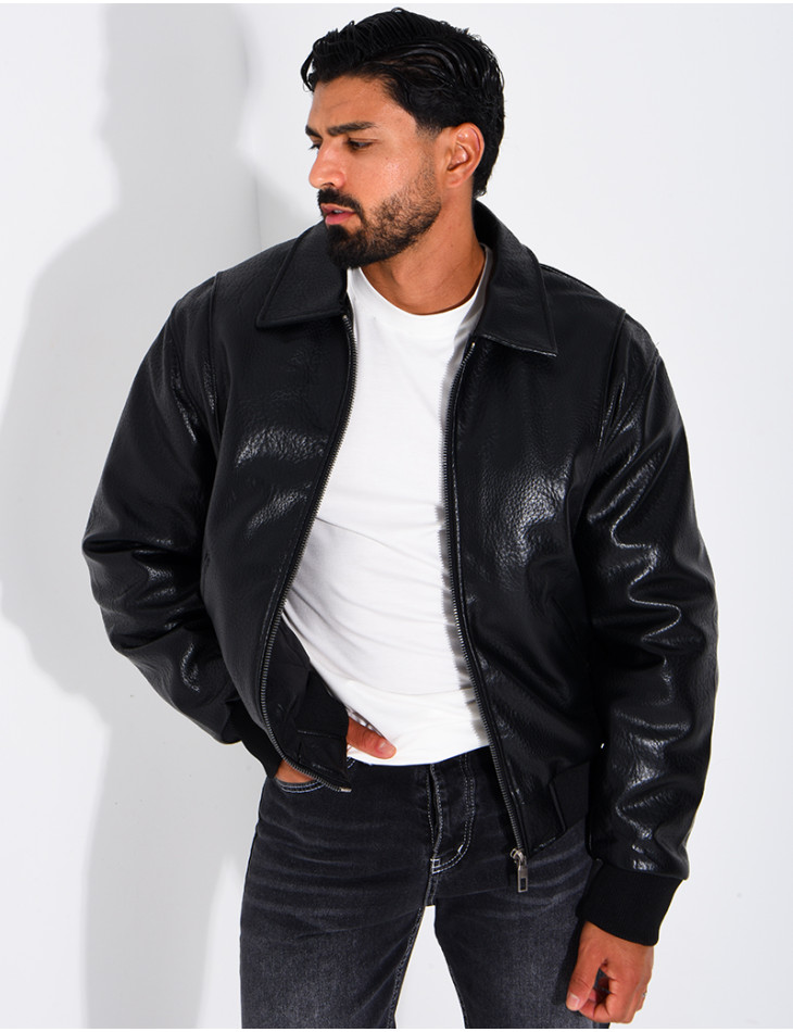 Veste en similicuir texturée