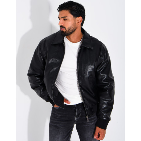 Veste en similicuir texturée
