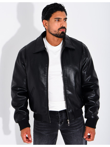 Veste en similicuir texturée