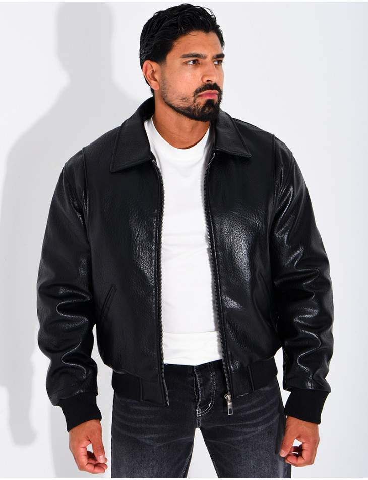 Veste en similicuir texturée