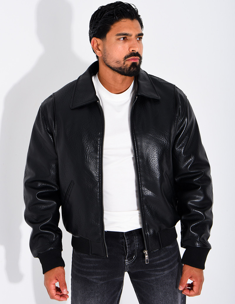 Veste en similicuir texturée
