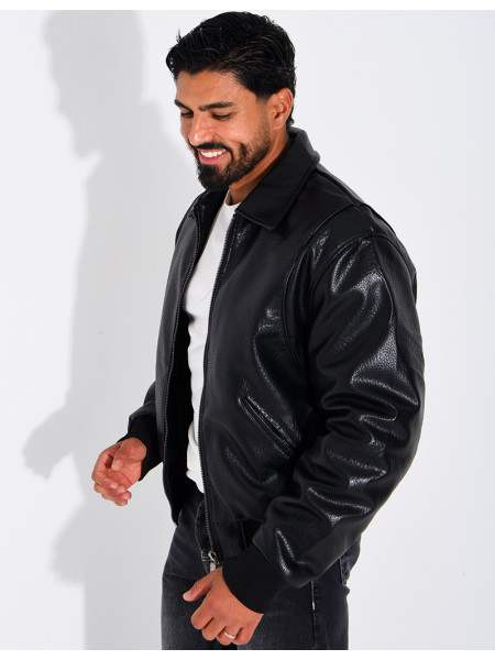 Veste en similicuir texturée