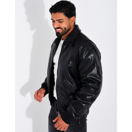 Veste en similicuir texturée