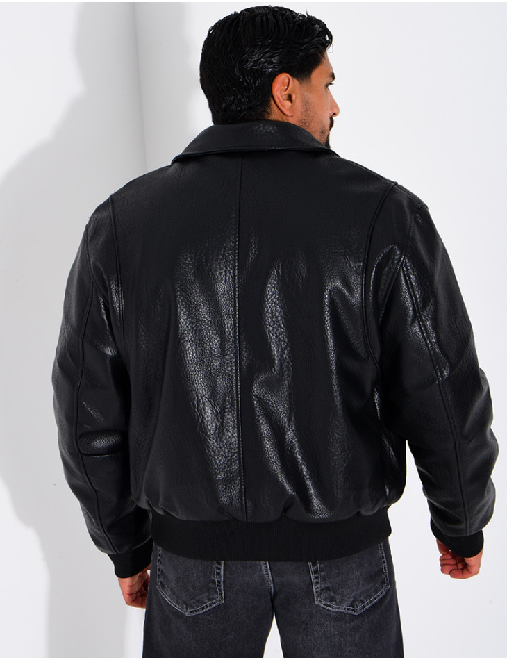 Veste en similicuir texturée