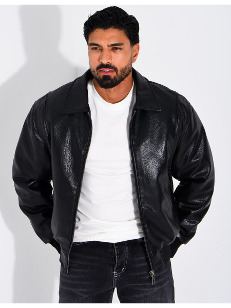 Veste en similicuir texturée
