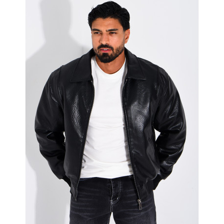 Veste en similicuir texturée