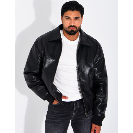 Veste en similicuir texturée