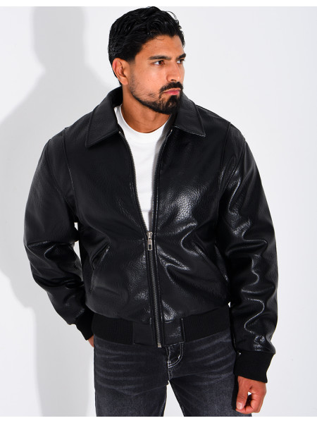 Veste en similicuir texturée