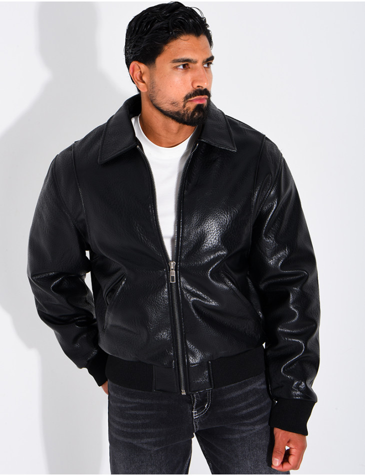 Veste en similicuir texturée