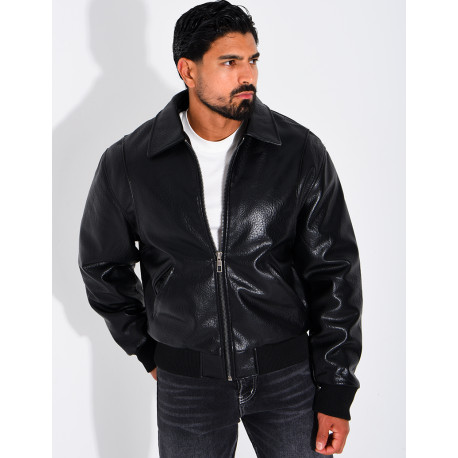 Veste en similicuir texturée