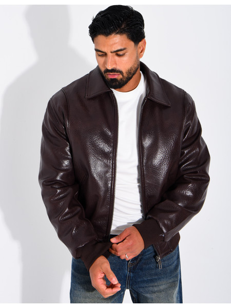 Veste en similicuir texturée