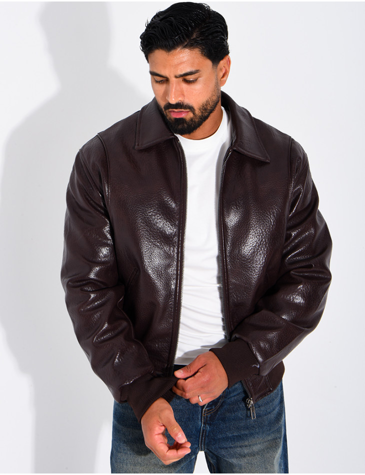 Veste en similicuir texturée