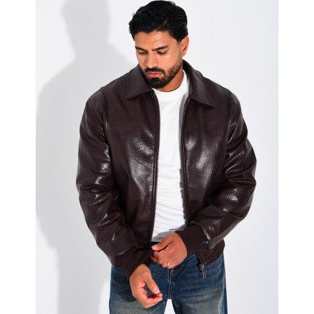 Veste en similicuir texturée