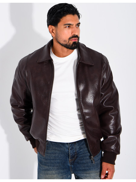 Veste en similicuir texturée