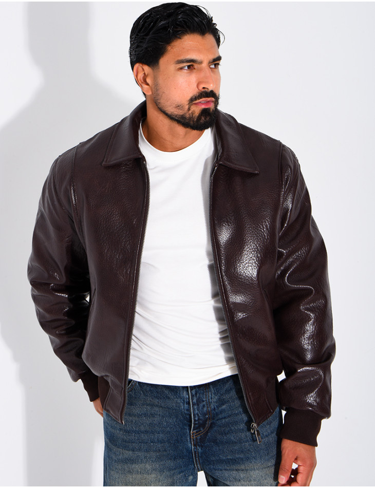 Veste en similicuir texturée