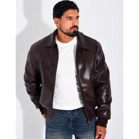 Veste en similicuir texturée