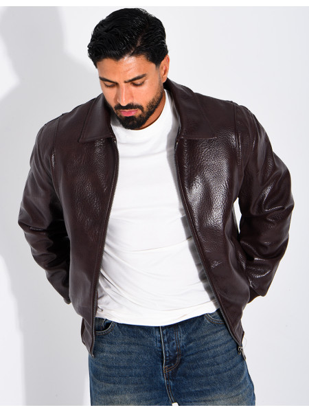 Veste en similicuir texturée