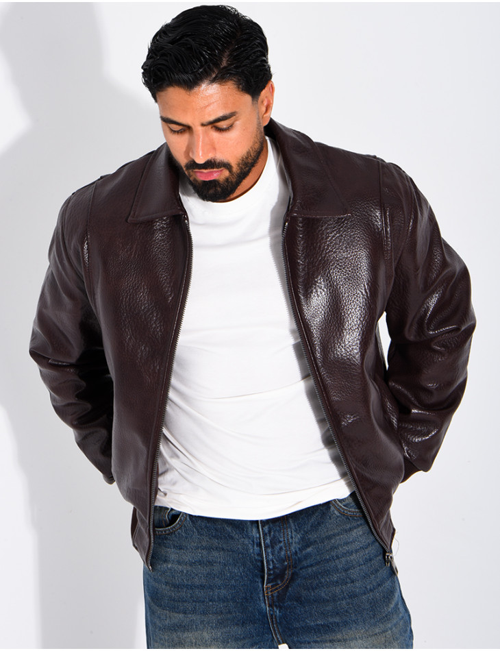 Veste en similicuir texturée