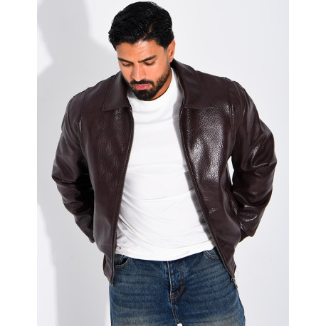 Veste en similicuir texturée