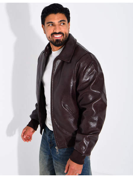 Veste en similicuir texturée