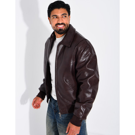 Veste en similicuir texturée