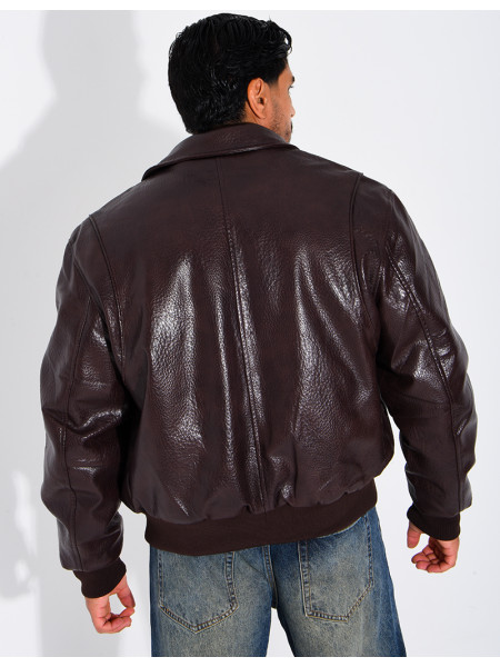 Veste en similicuir texturée