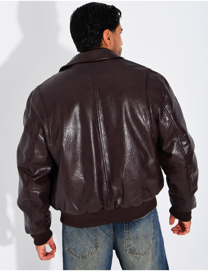 Veste en similicuir texturée