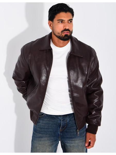 Veste en similicuir texturée