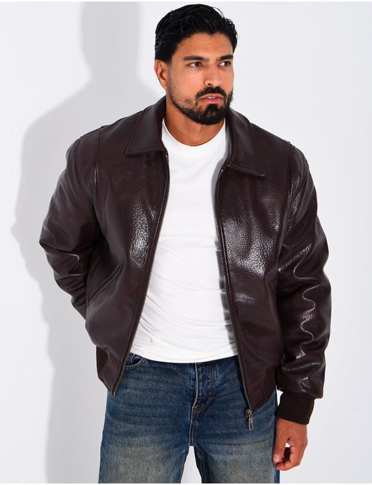 Veste en similicuir texturée