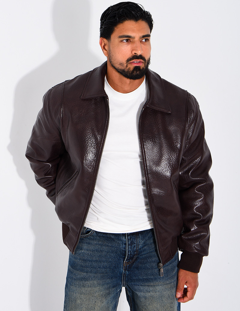 Veste en similicuir texturée