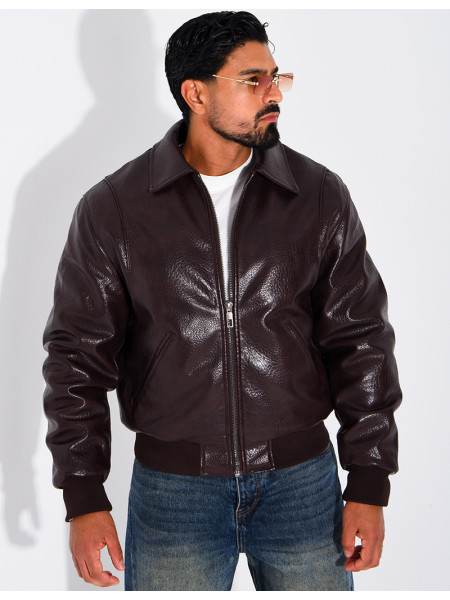 Veste en similicuir texturée