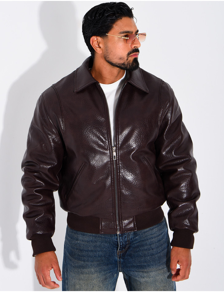 Veste en similicuir texturée