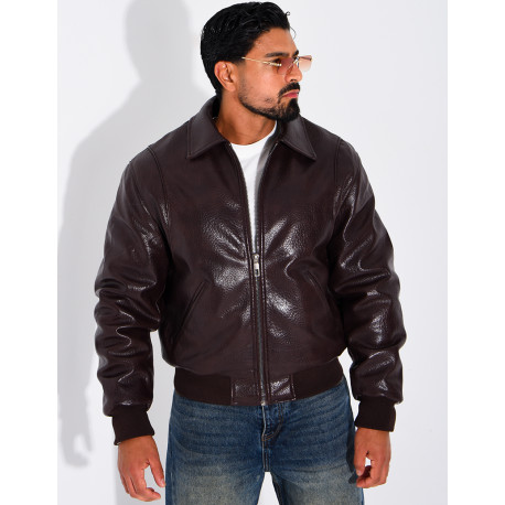 Veste en similicuir texturée