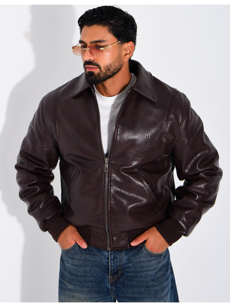 Veste en similicuir texturée