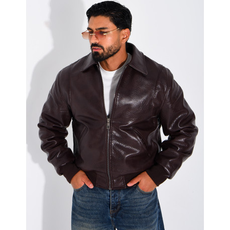 Veste en similicuir texturée