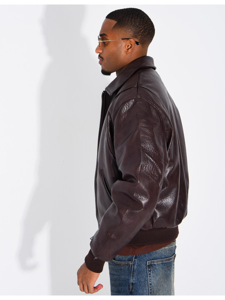 Veste en similicuir texturée