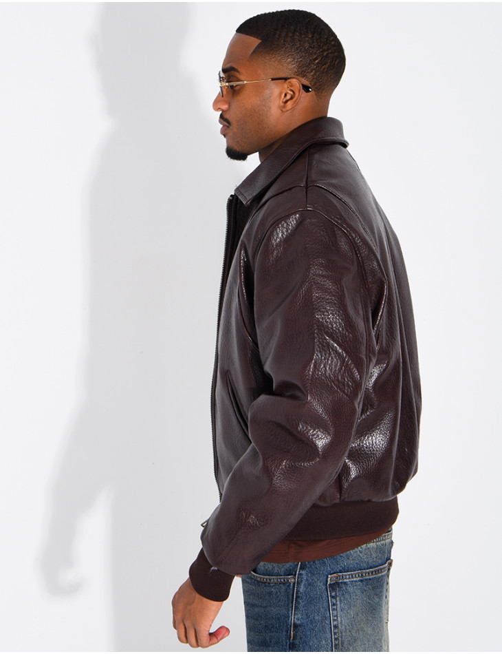 Veste en similicuir texturée