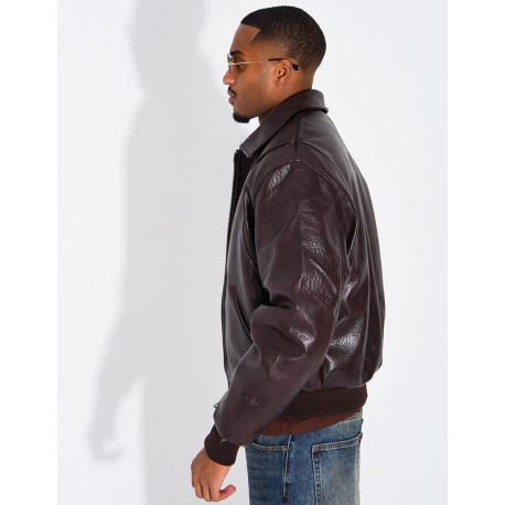 Veste en similicuir texturée